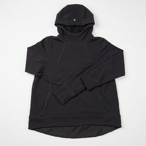 Sweaty Betty Escape Luxe Fleece Hoodie Black Funnel Neck Thumbholes Size Large